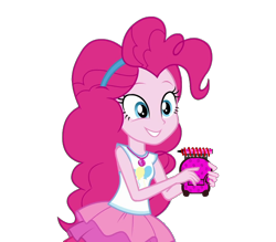 Size: 1700x1492 | Tagged: safe, artist:blockslikepl, edit, edited screencap, screencap, pinkie pie, human, equestria girls, g4, armchair, background removed, blue's clues, chair, crayon, eyelashes, female, handy dandy notebook, happy, long hair, not a vector, notebook, simple background, smiling, solo, standing, teenager, teeth, thinking chair, transparent background