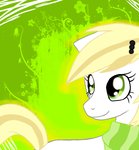 Size: 139x150 | Tagged: safe, artist:lupisvulpes, earth pony, pony, 2011, blonde mane, green background, green eyes, old art, simple background, solo, wayback machine source, white coat