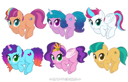 Size: 4110x2654 | Tagged: safe, artist:ramixe dash, hitch trailblazer, izzy moonbow, misty brightdawn, pipp petals, sunny starscout, zipp storm, g4, g5, adorapipp, adorazipp, cute, female, g5 to g4, generation leap, hitchbetes, izzybetes, looking at you, male, mane five, mane six (g5), mane stripe sunny, mare, mistybetes, rebirth misty, simple background, smiling, stallion, sunnybetes, transparent background