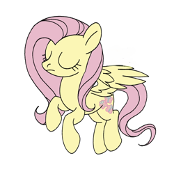 Size: 1080x1080 | Tagged: artist needed, safe, fluttershy, pony, g4, close your eyes, flying, little butterfly, simple background, white background