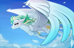 Size: 2000x1292 | Tagged: safe, artist:symphstudio, oc, oc only, pegasus, pony, colored wings, commission, flying, gradient wings, pegasus oc, side view, solo, wings, ych result