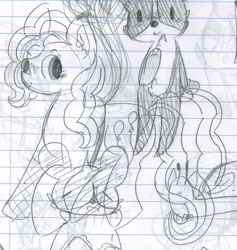 Size: 2960x3120 | Tagged: safe, artist:pluel, pinkie pie, earth pony, pony, anthro, g4, 2014, group, lined paper, sketch, traditional art