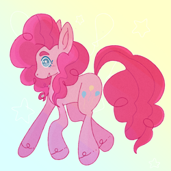 Size: 3000x3000 | Tagged: safe, artist:pluel, pinkie pie, earth pony, pony, g4, female, full body, gradient background, mare, smiling, solo