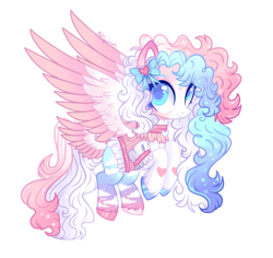 Size: 1280x1208 | Tagged: safe, artist:nightingalewolfie, oc, oc only, oc:serenity bow, pegasus, pony, bald face, blaze (coat marking), butt wings, cloud pattern, coat markings, colored hooves, colored pupils, colored wings, colored wingtips, facial markings, female, four wings, gradient legs, heart, heart mark, hooves, looking at you, mare, multiple wings, simple background, smiling, smiling at you, solo, spread wings, tail, three toned mane, transparent background, two toned tail, two toned wings, wings