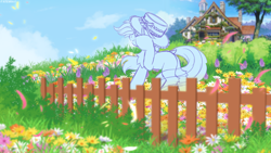 Size: 5000x2812 | Tagged: safe, artist:stesha, pony, commission, fence, flower, garden, house, sketch, solo, ych sketch, your character here