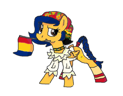 Size: 1155x903 | Tagged: safe, artist:mileslancer, pegasus, pony, female, flag, mare, mouth hold, ms paint, nation ponies, ponified, romania, simple background, solo, white background