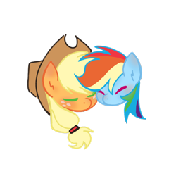 Size: 1080x1080 | Tagged: safe, artist:zicaibiaofantuan, applejack, rainbow dash, earth pony, pegasus, pony, g4, applejack's hat, blushing, cowboy hat, duo, duo female, eyes closed, female, freckles, hairband, hat, head only, lesbian, nuzzling, ship:appledash, shipping, simple background, transparent background