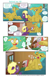 Size: 827x1229 | Tagged: safe, artist:jeremy3, sunshower raindrops, oc, oc:valentine, earth pony, pegasus, pony, comic:behind me, g4, comic, digital art