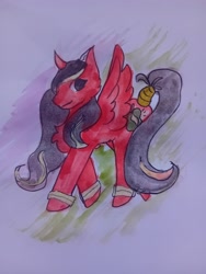 Size: 3060x4080 | Tagged: safe, oc, oc only, alicorn, abstract background, artfight, painting, solo, traditional art