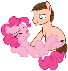 Size: 4056x4249 | Tagged: safe, artist:lion288, pinkie pie, oc, oc:braden, earth pony, pony, g4, canon x oc, duo, duo male and female, female, male, mare, simple background, stallion, straight, transparent background