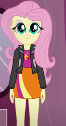 Size: 490x936 | Tagged: safe, artist:qbert2kcat, equestria girls, g4, clothes, clothes swap, jacket, solo, sunset shimmer's skirt