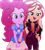 Size: 2288x2520 | Tagged: safe, edit, edited screencap, editor:mrtoonlover83, screencap, pinkie pie, sunset shimmer, human, equestria girls, g4, background removed, duo, duo female, female, music festival outfit, not a vector, simple background, transparent background