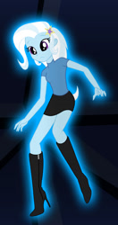 Size: 689x1301 | Tagged: safe, artist:gibsterboy5, trixie, human, equestria girls, g4, aura, boots, clothes, cropped, glowing, high heel boots, shirt, shoes, skirt, solo