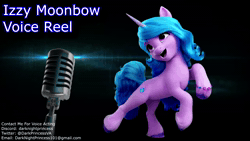 Size: 1280x720 | Tagged: safe, artist:darknightprincess, artist:magicalmysticva, izzy moonbow, unicorn, g5, animated, blue mane, demo reel, horn, impression, solo, sound, voice, voice acting, voice actor, webm, youtube, youtube link, youtube video