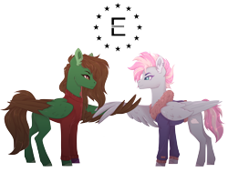 Size: 7814x5922 | Tagged: safe, artist:maxxacure, oc, oc:blissful clutz, oc:skyline, pegasus, pony, ashes town, fallout equestria, concave belly, enclave, one wing out, photo, wing gesture, wing shake, wings
