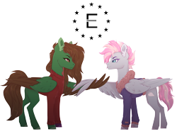 Size: 7814x5922 | Tagged: safe, artist:maxxacure, oc, oc only, oc:blissful clutz, oc:skyline, pegasus, pony, ashes town, fallout equestria, concave belly, enclave, one wing out, photo, simple background, transparent background, wing gesture, wing shake, wings