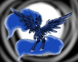 Size: 2500x2000 | Tagged: safe, artist:crystalrainbow49, princess luna, alicorn, pony, g4, colored sketch, large wings, mismatched eyes, sketch, solo, spread wings, wings