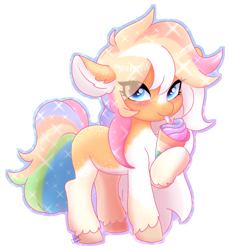 Size: 942x1027 | Tagged: safe, artist:pasteldraws, oc, oc only, earth pony, pony, blushing, colorful, drink, drinking straw, freckles, shading, simple background, solo, sparkles, transparent background