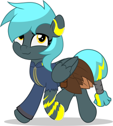 Size: 4478x5000 | Tagged: safe, artist:jhayarr23, oc, oc only, oc:storm aura, pegasus, fallout equestria, commission, commissioner:solar aura, fallout, fallout equestria oc, female, mare, outfit, pegasus oc, simple background, solo, tattoo, transparent background