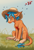 Size: 832x1216 | Tagged: safe, artist:kirby_orange, oc, oc:kirby orange, pony, unicorn, hot day huh?, ear fluff, eyes closed, grass, hat, heat, hooves, horn, male, orange body, paws, scales, short hair, sitting, tail, tired