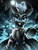 Size: 2300x3000 | Tagged: safe, artist:rainbowfire, oc, oc only, oc:ice singer, earth pony, pony, skeleton pony, unicorn, armor, armored pony, armpits, bipedal, black, blue eyes, bone, clothes, complex background, crystal, floppy ears, horn, jacket, jewelry, knight, looking at you, magic, male, mantle, necromancer, night, raincoat, raised hoof, resurrection, skeleton, smiling, solo, stallion, stallion oc, underhoof, unshorn fetlocks, weapon, white mane