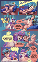 Size: 2400x3948 | Tagged: safe, artist:jewellier, part of a set, cozy glow, princess flurry heart, alicorn, pony, series:ask flurry heart, g4, artificial alicorn, ask, blast, comic, crown, crying, crystal castle, english, female, filly, foal, implied princess cadance, implied shining armor, jewelry, magic, magic beam, magic blast, mare, mlp art ask (ru), older, older cozy glow, older flurry heart, regalia, solo, speech bubble, text, this ended in property damage, translation, yelling