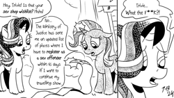 Size: 1200x675 | Tagged: safe, artist:pony-berserker, starlight glimmer, trixie, pony-berserker's twitter sketches, duo, duo female, female, list, oh no, pony-berserker's twitter sketches (2024), sex offender, sex offender shuffle, wait what