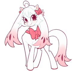 Size: 1101x1033 | Tagged: safe, artist:frowoppy, oc, oc only, pegasus, pony, g4, bowl, cute, female, incubator (species), kinsona, kyubey, light skin, my little pony, pegasus oc, photo, puella magi madoka magica, simple background, smiling, solo, solo female, white background, white hair