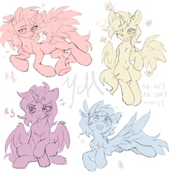 Size: 1252x1280 | Tagged: safe, oc, butterfly, pony, any gender, any race, any species, commission, lying down, sitting, sketch, ych sketch, your character here