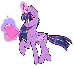 Size: 1280x1172 | Tagged: safe, artist:aphrogaia, twilight sparkle, alicorn, pony, book, cute, female, glowing, glowing horn, horn, mare, raised hoof, raised leg, simple background, solo, transparent background, twiabetes, twilight sparkle (alicorn)