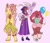 Size: 2048x1767 | Tagged: safe, artist:anemonaii, part of a set, fluttershy, pinkie pie, spike, twilight sparkle, butterfly, dragon, human, g4, ahoge, balloon, belt, blue eyes, blushing, book, bow, button-up shirt, chubby, clothes, colored, colored eyebrows, colored eyelashes, corset, curly hair, cute, cutie mark on clothes, dark skin, dirty clothes, dress shirt, ear piercing, earring, eyelashes, fangs, female, glasses, gloves, group, hair accessory, hair bow, hair bun, height difference, holding book, humanized, jewelry, leg warmers, loafers, long hair, long skirt, looking at someone, muddy boots, multicolored hair, neck bow, one eye closed, open mouth, open smile, overalls, physique difference, piercing, pink background, pink bow, pink eyelashes, pink hair, plump, profile, puffy sleeves, purple eyes, purple hair, quadrupedal spike, quartet, rain boots, raised arm, raised leg, shirt, shoes, shorts, signature, simple background, skirt, slender, smiling, sneakers, spikabetes, straight hair, summer dress, suspenders, tallershy, tan skin, teal eyes, thin, three toned hair, tied hair, trio focus, undershirt, wall of tags, wavy hair, white gloves, winged spike, wings, wink