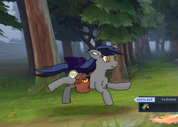 Size: 800x573 | Tagged: safe, oc, oc only, oc:echo, bat pony, pony, bat pony oc, dota 2, female, flying, food, forest, mango, mare, nature, solo, solo female, tree