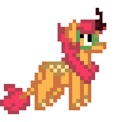 Size: 256x256 | Tagged: safe, artist:cupute, oc, oc only, kirin, animated, commission, digital art, food, gif, orange, pixel animation, pixel art, simple background, solo, transparent background, ych result