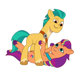 Size: 1554x1467 | Tagged: safe, artist:arkogon, hitch trailblazer, sunny starscout, earth pony, g5, female, male, pinned, shipping