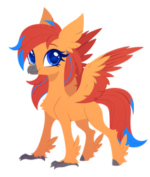 Size: 2420x2835 | Tagged: safe, artist:belka-sempai, part of a set, oc, oc only, classical hippogriff, hippogriff, g4, colored wings, commission, female, simple background, smiling, solo, spread wings, transparent background, wings, ych result