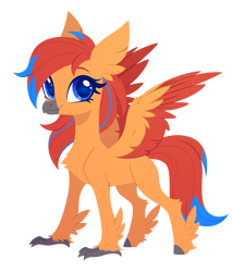 Size: 2420x2835 | Tagged: safe, artist:belka-sempai, part of a set, oc, oc only, classical hippogriff, hippogriff, g4, colored wings, commission, concave belly, female, simple background, slender, smiling, solo, spread wings, thin, transparent background, wings, ych result