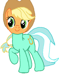 Size: 327x412 | Tagged: safe, artist:qjosh, applejack, lyra heartstrings, earth pony, pony, g4, applejack's hat, character to character, cowboy hat, female, hat, transformation, transformation sequence