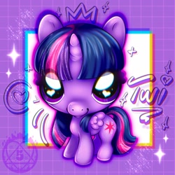 Size: 2000x2000 | Tagged: safe, artist:imonly5feet, twilight sparkle, alicorn, pony, g4, eye clipping through hair, female, heart, heart eyes, horn, littlest pet shop, mare, solo, sparkles, style emulation, tail, twilight sparkle (alicorn), wingding eyes, wings