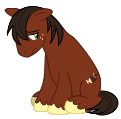 Size: 1040x1024 | Tagged: safe, artist:estories, edit, vector edit, cocoa nibs, earth pony, pony, g4, background pony, male, not big macintosh, not troubleshoes, recolor, sad, simple background, solo, stallion, transparent background, unshorn fetlocks, vector