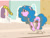 Size: 1800x1350 | Tagged: safe, artist:flutterluv, part of a set, izzy moonbow, pony, undead, unicorn, zombie, zombie pony, g5, atg 2024, caution tape, horn, newbie artist training grounds, part of a series, pronking, solo