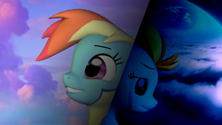 Size: 3200x1800 | Tagged: safe, artist:duckyqwapz, lightning dust, rainbow dash, pegasus, pony, g4, 3d, atg 2024, duo, duo female, female, mare, newbie artist training grounds, rivalry