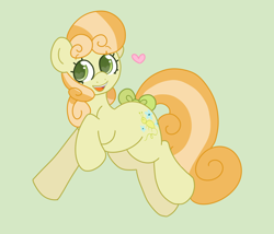 Size: 2800x2400 | Tagged: safe, artist:php193, junebug, earth pony, pony, g4, adorabug, background pony, bow, colored background, cute, green background, simple background, simple shading, tail, tail bow, wingding eyes