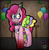 Size: 828x839 | Tagged: safe, artist:fizzythecart2nmaniac, pinkie pie, earth pony, fanfic:cupcakes, g4, balloon, birthday party, creepy, creepy smile, female, food, hat, party, party hat, smiling, solo