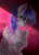 Size: 2440x3376 | Tagged: safe, artist:hakaina, oc, oc only, oc:fair mail, pegasus, pony, bandage, bandaged wing, chest fluff, colored, commission, concave belly, crying, ear fluff, eyeshadow, leg fluff, lighting, looking down, makeup, raised hoof, red eyes, sad, shading, side view, sitting, slender, thin, unshorn fetlocks, wings, ych result