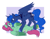 Size: 1163x898 | Tagged: safe, artist:lulubell, princess luna, oc, oc:aria starsong, alicorn, pony, g4, alicorn oc, blush lines, blushing, body freckles, canon x oc, colored hooves, colored wings, colored wingtips, duo, duo female, ear freckles, ethereal mane, ethereal tail, eyeshadow, female, folded wings, freckles, gradient legs, hoof shoes, horn, lavender background, leg freckles, lesbian, lidded eyes, looming over, lying down, magenta eyes, makeup, mare, nose to nose, on back, partially open wings, passepartout, peytral, pinned down, princess shoes, shocked, simple background, surprised, tail, unshorn fetlocks, white background, wing freckles, wings