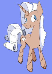 Size: 677x954 | Tagged: safe, artist:the---robbie72, oc, oc only, object pony, original species, pony, unicorn, horn, paper towels, ponified, smiling, solo