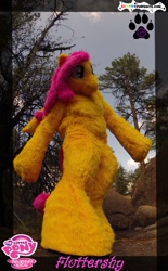 Size: 794x1280 | Tagged: safe, artist:ino89777, fluttershy, pegasus, fursuit, irl, outdoors, photo, ponysuit, solo