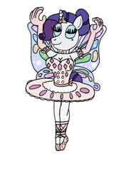 Size: 828x1104 | Tagged: safe, artist:capricorndiem456, rarity, unicorn, anthro, g4, alternate hairstyle, arms in the air, ballerina, ballet, beauty mark, clothes, dancer, dancing, en pointe, eyes closed, fairy wings, gloves, horn, jewelry, legs together, long gloves, raririna, ring, simple background, smiling, solo, tiara, tutu, wedding ring, white background, wings