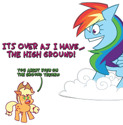 Size: 996x1014 | Tagged: safe, artist:threetwotwo32232, applejack, rainbow dash, earth pony, pegasus, pony, g4, atg 2024, cloud, duo, duo female, female, mare, newbie artist training grounds, on a cloud, simple background, star wars, transparent background