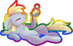 Size: 4399x2754 | Tagged: safe, alternate version, artist:cutepencilcase, derpy hooves, pegasus, pony, g4, blowing bubbles, bubble, eyes closed, pride month, simple background, solo, sticker design, transparent background